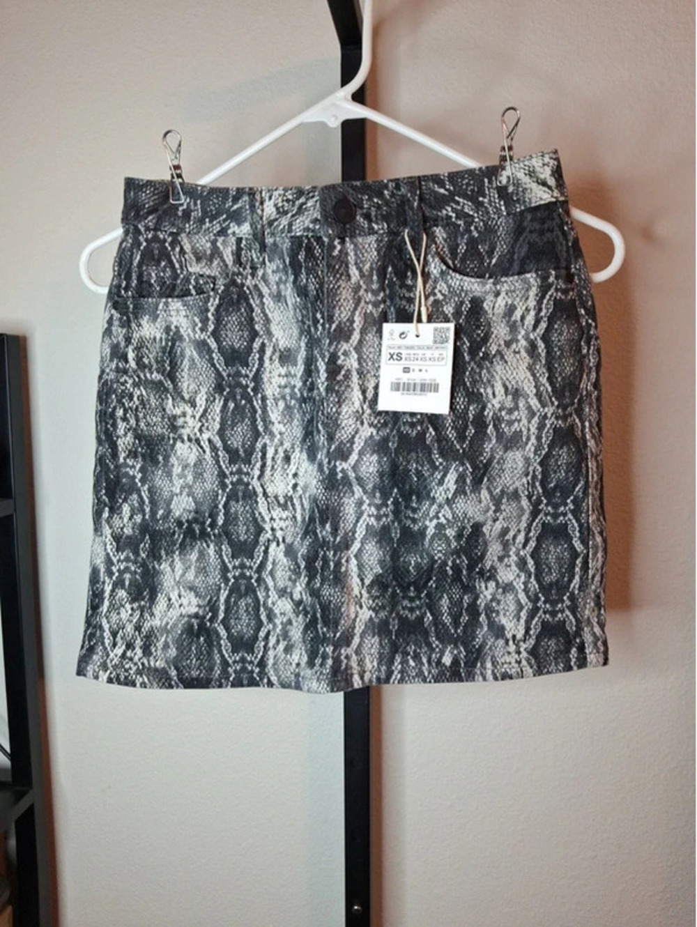 Zara Snake Print Denim Mini Skirt NWT size XS